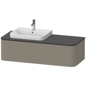 Duravit Happy D.2 Waschtisch-Unterschrank HP4942L9292 35,4 x 130 x 55 cm, 1 Auszug, für Aufsatzbecken, links, steingrau seidenmatt