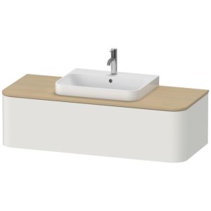 Duravit Happy D.2 Plus Waschtisch-Unterschrank HP4942M3939 130x55cm, 1 Auszug, für Aufsatzbecken, Becken mittig, nordic weiß seidenmatt