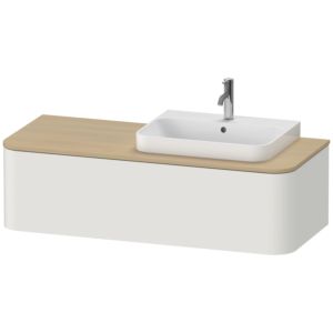 Duravit Happy D.2 Waschtisch-Unterschrank HP4942R3939 35,4 x 130 x 55 cm, 1 Auszug, für Aufsatzbecken, rechts, nordic weiß seidenmatt