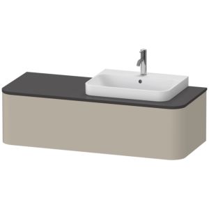 Duravit Happy D.2 Plus Waschtisch-Unterschrank HP4942R6060 130x55cm, 1 Auszug, für Aufsatzbecken, Becken rechts, taupe seidenmatt