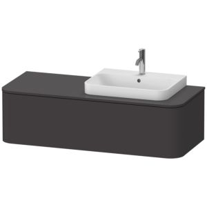 Duravit Happy D.2 Plus vanity unit HP4942R8080 130x55cm, 1 pull-out, for countertop basin, basin on the right, graphite super matt