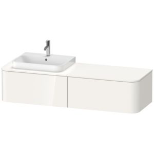 Duravit Happy D.2 Plus vanity unit HP4944L2222 160x55cm, 2 drawers, for countertop basin, basin left, white high gloss