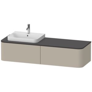 Duravit Happy D.2 Waschtisch-Unterschrank HP4944L6060 35,4 x 160 x 55 cm, 2 Auszüge, für Aufsatzbecken, links, taupe seidenmatt