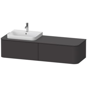Duravit Happy D.2 HP4944L8080 35,4 x 160 x 55 cm, 2 Vasques  à poser , pour Vasques  à poser , gauche, graphite supermatt
