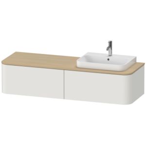 Duravit Happy D.2 Plus Waschtisch-Unterschrank HP4944R3939 160x55cm, 2 Auszüge, für Aufsatzbecken, Becken rechts, nordic weiß seidenmatt