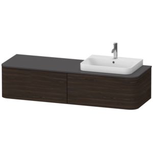 Duravit Happy D.2 Waschtisch-Unterschrank HP4944R6969 35,4 x 160 x 55 cm, 2 Auszüge, für Aufsatzbecken, rechts, nussbaum gebürstet