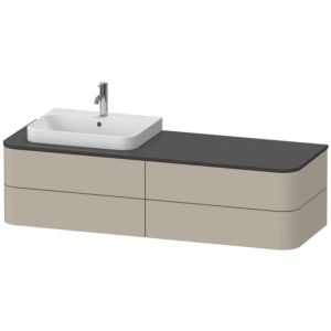 Duravit Happy D.2 Duravit match0 HP4963L6060 40,8 x 160 x 55 cm, 4 tiroirs, pour meuble vasque, gauche, finition satinée taupe