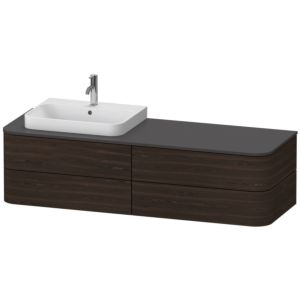 Duravit Happy D.2 Duravit match0 HP4963L6969 40,8 x 160 x 55 cm, 4 tiroirs, pour meuble vasque, gauche, noyer brossé