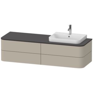 Duravit Happy D.2 Plus Waschtisch-Unterschrank HP4963R6060 160x55cm, für Konsole, 4 Schubkästen, für Möbelwaschtisch, rechts, taupe seidenmatt