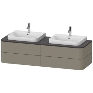 Duravit Happy D.2 Plus Waschtisch-Unterschrank HP4964B9292 160x55cm, für Konsole, 4 Schubkästen, für Möbelwaschtisch, beidseitig, steingrau seidenmatt