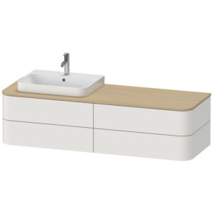 Duravit Happy D.2 Duravit Happy D.2 HP4973L3939 40.8 x 160 x 55 cm, 4 drawers, for Wash Bowls , left, nordic white silk matt