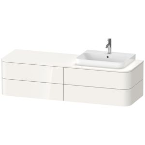 Duravit Happy D.2 Plus meuble sous-vasque HP4973R2222 160x55cm, pour console, 4 tiroirs, pour vasque à poser, droite, blanc high gloss