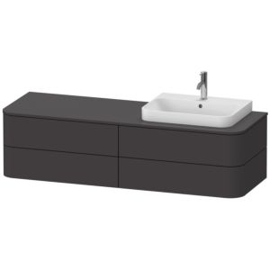 Duravit Happy D.2 Waschtisch-Unterschrank HP4973R8080 40,8 x 160 x 55 cm, 4 Schubkästen, für Aufsatzbecken, rechts, graphit supermatt