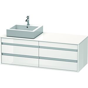 Duravit Ketho meuble sous-vasque KT6657L2222 140x55x49,6cm, pour Vasques  à poser , 4 tiroirs, découpe à gauche, blanc brillant