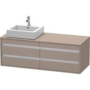 Duravit Ketho meuble sous-vasque KT6657L4343 140x55x49,6cm, pour Vasques  à poser , 4 tiroirs, découpe à gauche, basalte mat