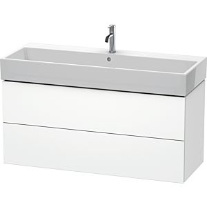 L-Cube Duravit vasque LC627901818 118,4x 45,9 cm, blanc mat, 2 tiroirs, suspendu