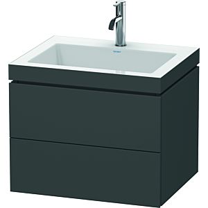 Duravit L-Cube Waschtisch-Unterschrank LC6926O4949 60 x48 cm, 1 Hahnloch, graphit matt, 2 Schubkästen