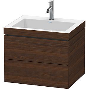 Duravit L-Cube vanity unit LC6926O6969 60 x48 cm, 2000 tap hole, brushed walnut, 2 drawers