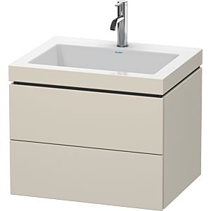 Duravit L-Cube Waschtisch-Unterschrank LC6926O9191 60 x48 cm, 1 Hahnloch, taupe matt, 2 Schubkästen