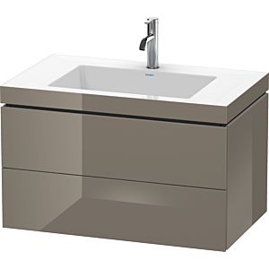 Duravit L-Cube Waschtisch-Unterschrank LC6927O8989 80 x 48 cm, 1 Hahnloch, flannel grey hochglanz, 2 Schubkästen