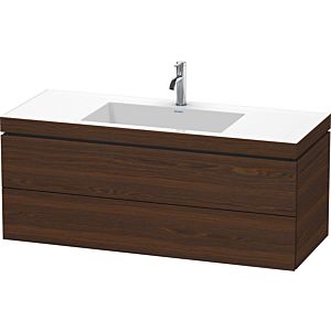 Duravit L-Cube Waschtisch-Unterschrank LC6929O6969 120 x 48 cm, 1 Hahnloch, nussbaum gebürstet, 2 Schubkästen