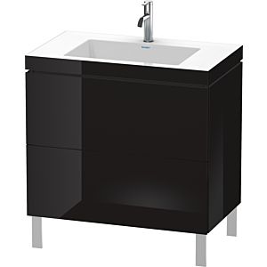 Duravit L-Cube vanity unit LC6937O4040 80 x 48 cm, 2000 tap hole, black high gloss, 2 pull-outs, floor-standing