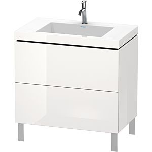 Duravit L-Cube vanity unit LC6937O8585 80 x 48 cm, 2000 tap hole, white high gloss, 2 pull-outs, floor-standing