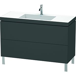 Duravit L-Cube Waschtisch-Unterschrank LC6939O4949 120 x 48 cm, 1 Hahnloch, graphit matt, 2 Auszüge, bodenstehend