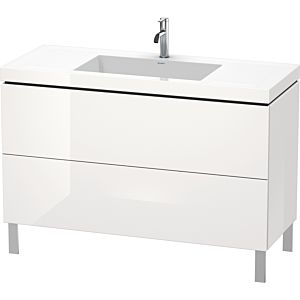 Duravit L-Cube Waschtisch-Unterschrank LC6939O8585 120 x 48 cm, 1 Hahnloch, weiß hochglanz, 2 Auszüge, bodenstehend