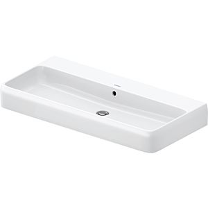 Duravit Qatego Waschtisch 2382102060 100 x 47 cm, weiß Hochglanz HygieneGlaze, ohne Hahnloch, mit Überlauf, Hahnlochbank