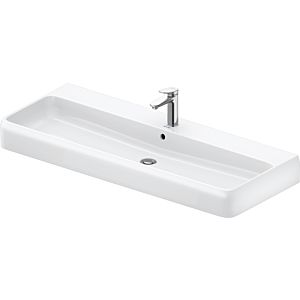 Duravit Qatego vasque à poser 2382122027 120 x 47 cm, blanc brillant HygieneGlaze, avec trou pour robinetterie, trop-plein, banc pour robinetterie, sol