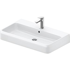 Vasque à poser Duravit Collection One 2382800027 80 x 47 cm, blanc brillant, avec trou de robinetterie, trop-plein et plateforme de robinetterie, finition sablée