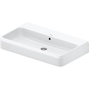 Vasque à poser Duravit Collection One 2382802028 80 x 47 cm, blanc brillant HygieneGlaze, sans trou de robinetterie, avec trop-plein, platelage pour trou de robinetterie, à encastrer