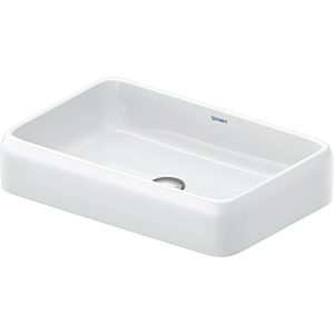 Duravit Qatego Aufsatzbecken 2383602079 60x40cm, ohne Hahnloch, Überlauf, Hahnlochbank, geschliffen, weiß Hochglanz HygieneGlaze