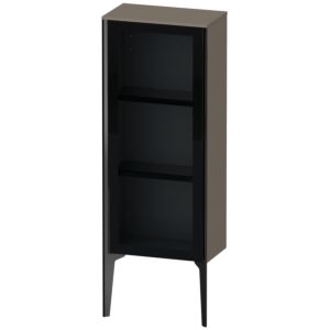 Duravit XViu Halbhochschrank XV1360LB290 40x24x89cm, Glastür, schwarz matt, Tür links, flannel grey seidenmatt