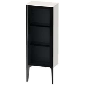 Duravit XViu meuble XV1360RB222 40x24x89cm, porte en verre, noir mat, porte à droite, blanc haute brillance