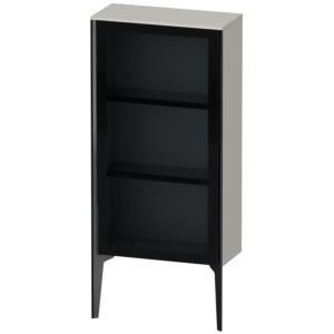XViu Duravit 50x24x89cm de XV1361LB207 haute armoire, porte en verre, noir mat, porte à gauche, gris mat béton
