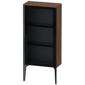 XViu Duravit 50x24x89cm de XV1361RB221 haute armoire, porte en verre, noir mat, porte à droite, noyer foncé