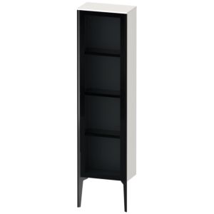 Duravit XViu Halbhochschrank XV1365LB222 40x24x133cm, Glastür, schwarz matt, Tür links, weiß hochglanz