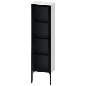 Duravit XViu meuble XV1365RB222 40x24x133cm, porte en verre, noir mat, porte à droite, blanc haute brillance
