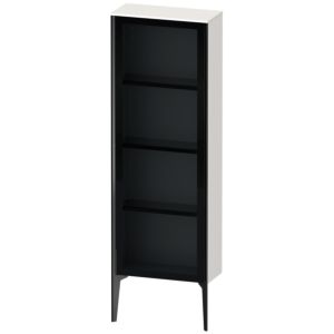 Duravit XViu Halbhochschrank XV1366RB222 50x24x133cm, Glastür, schwarz matt, Tür rechts, weiß hochglanz