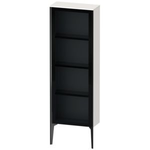 Duravit XViu Halbhochschrank XV1366RB285 50x24x133cm, Glastür, schwarz matt, Tür rechts, weiß hochglanz