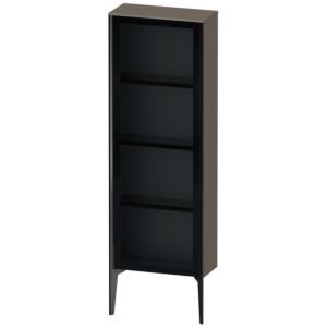 Duravit XViu Halbhochschrank XV1366RB289 50x24x133cm, Glastür, schwarz matt, Tür rechts, flannel grey hochglanz
