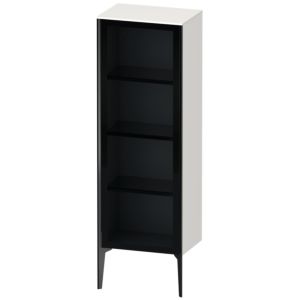 Duravit XViu meuble XV1368LB222 50x36x133cm, porte en verre, noir mat, porte à gauche, blanc haute brillance