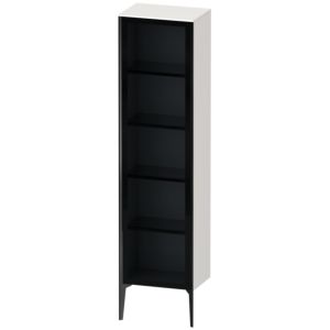 Duravit XViu Hochschrank XV1376LB285 50x36x177cm, Glastür, schwarz matt, Tür links, weiß hochglanz