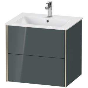 XViu Duravit vasque XV41250B138 61 x 56 x 48 cm, gris dolomiti brillant, 2 tiroirs, suspendu, champagne mat