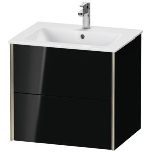 Duravit XViu Waschtisch-Unterschrank XV41250B140 61 x 56 x 48 cm, schwarz hochglanz, 2 Schubkästen, wandhängend, champagner matt