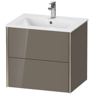 XViu Duravit vasque XV41250B189 61 x 56 x 48 cm, gris flanelle brillant, 2 tiroirs, suspendu, champagne mat