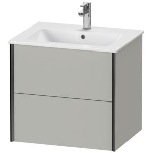 Duravit XViu Waschtisch-Unterschrank XV41250B207 61 x 56 x 48 cm, betongrau matt, 2 Schubkästen, wandhängend, schwarz matt