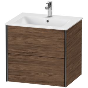 XViu Duravit vasque XV41250B221 61 x 56 x 48 cm, noyer foncé, 2 tiroirs, suspendu, noir mat